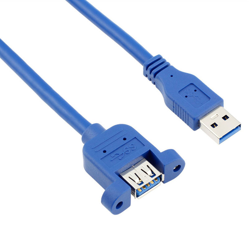 USB3.0延长线公对母带耳朵高速加长数据线螺丝孔可固定面板AF对AM - 图0