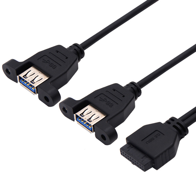 带挡板20pin转双口USB3.0后置PCI标准电脑机箱面板DIY耳朵转接线-图2