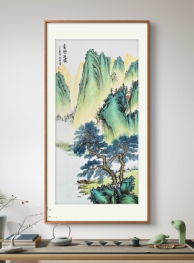 中堂画客厅挂画青绿山水新款特惠