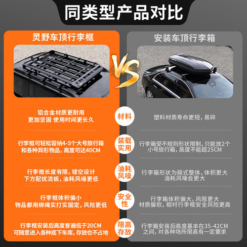 汽车SUV车顶行李架适用分体式纵杆 车载行李框筐 铝合金通用货架 - 图2