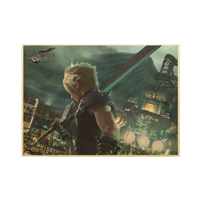 【悟空】最终幻想7重制版游戏海报周边复古牛皮纸壁画克劳德FF7