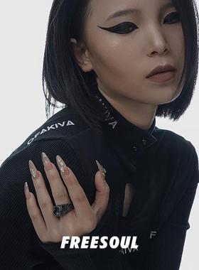 ins潮月球表面肌理男女指环