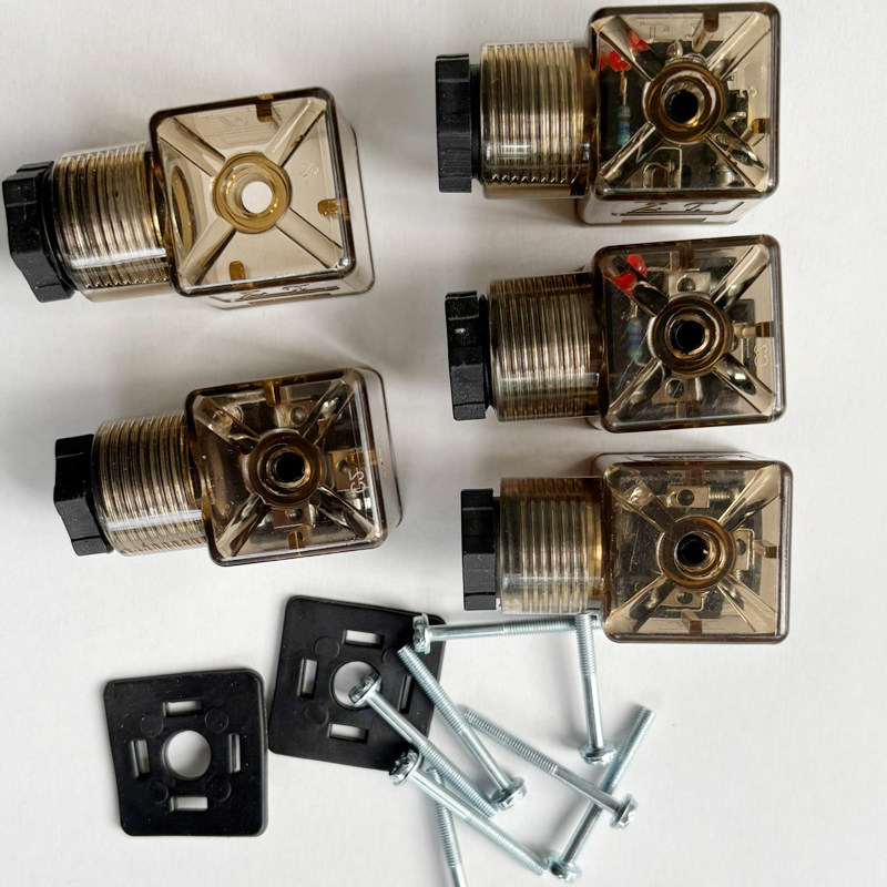 液压电磁阀插头茶色DC24V带灯插头AC220V电磁铁接线盒通用型带灯,淘宝优惠券,粉丝福利购,淘宝优惠卷