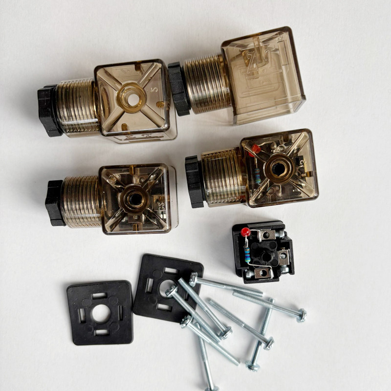 液压电磁阀插头茶色DC24V带灯插头AC220V电磁铁接线盒通用型带灯,淘宝优惠券,粉丝福利购,淘宝优惠卷