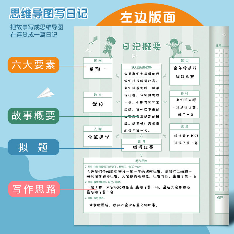 日记本小学生三年级加厚A5小本思维导图写日记儿童专用记事本