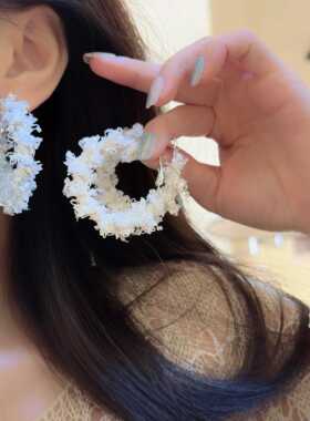 小香风山茶花choker耳环蕾丝