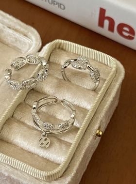 铜微镶锆石珠珠鼻戒指女精致小巧时尚轻奢高级感可调节食指戒指环