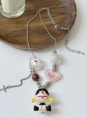 卡通童趣泡泡玛特吊坠多元素项链女小众个性甜酷气质百搭锁骨链