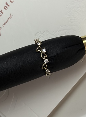 浅钛金色系列爱心蝴蝶十字架戒指女轻奢时尚通勤开口可调节食指戒