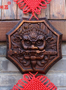 八卦狮子头挂件睚眦黄铜工艺品