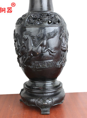 黄铜花瓶工艺品摆件八骏马