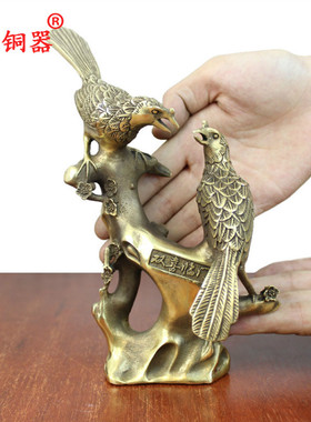 宇卓铜器双喜临门纯铜树枝喜鹊