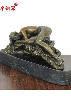 宇卓铜器纯铜欧式人物卧睡少女睡美人黄铜欧式风格欧式铜雕