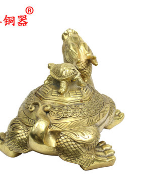 开盖母子黄铜工艺品龙龟