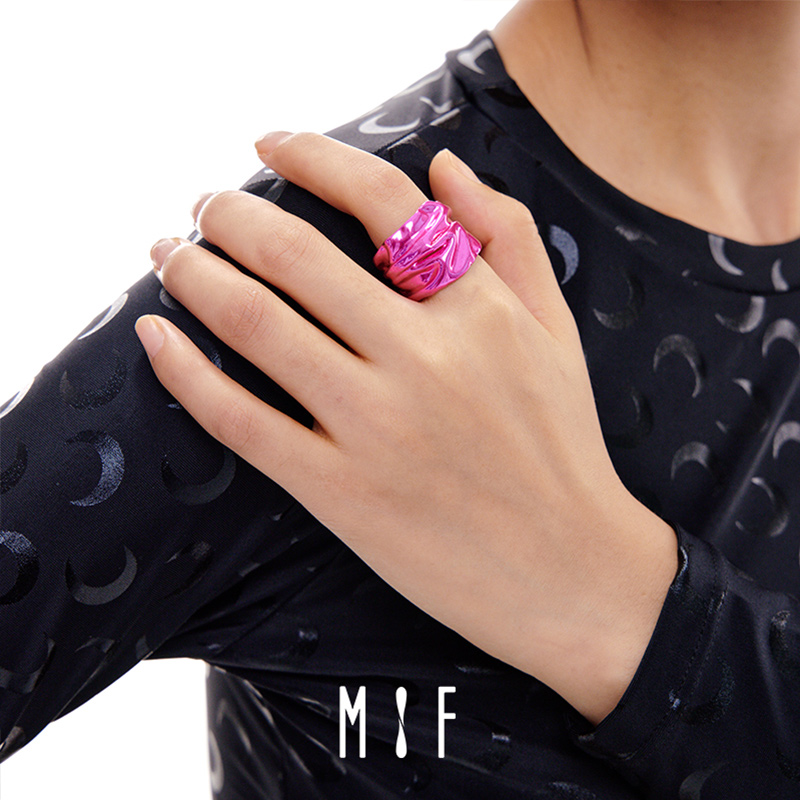 NEWLADY买手店MIF设计师戒指女彩色金属时尚简约2021新款开口指环 - 图1