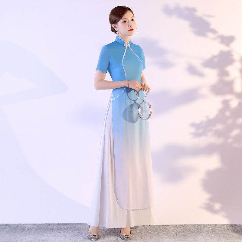 2020新式改良长款正宗旗袍演出服 千百思旗袍