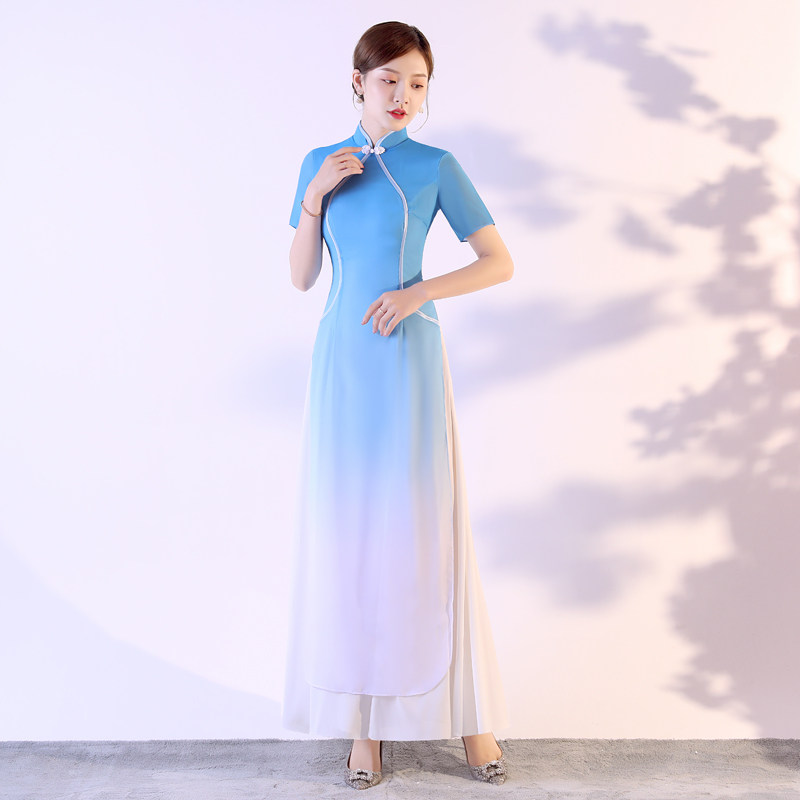 2020新式改良长款正宗旗袍演出服 千百思旗袍