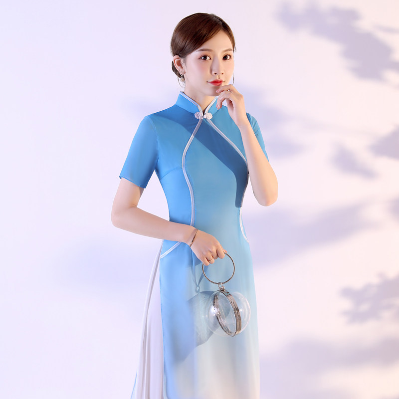 2020新式改良长款正宗旗袍演出服 千百思旗袍