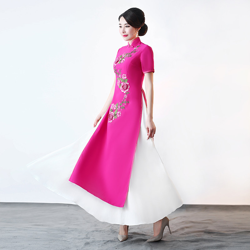 2020秋新款正宗越南奥黛旗袍演出服 千百思旗袍