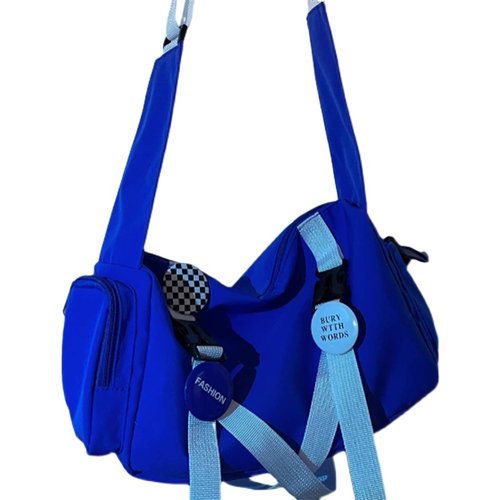 克莱因蓝韩国ins百搭潮流工装斜挎包女 日系原宿大容量单肩包包男 - 图3