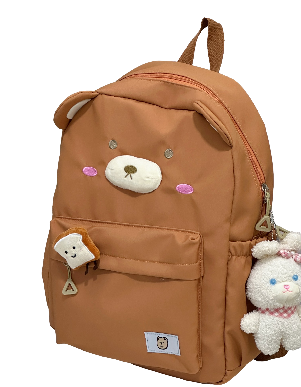 日系ins卡通小熊双肩包初中生高中学生书包大容量可爱萌少女背包 - 图3