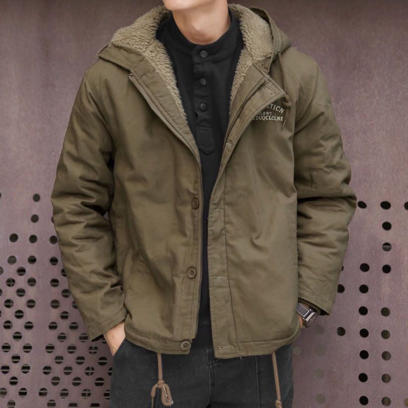 羊羔绒外套男士秋冬季加绒连帽夹克棉服美式复古加厚保暖工装棉衣,淘宝优惠券,粉丝福利购,淘宝优惠卷