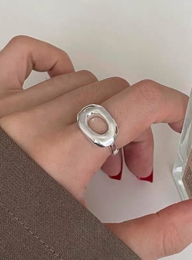 925纯银不规则几何戒指女ins2024年新款小众设计感时尚个性食指戒