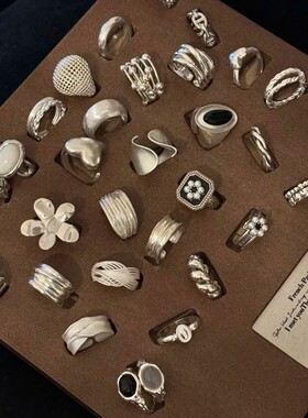 夏季复古重工戒指女小众轻奢高级感不掉色ins风百搭戒指活口潮流