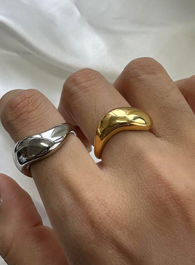 杰鼎欧美不锈钢戒指高级感小众夸张指环钛钢18k金手饰品跨境ring
