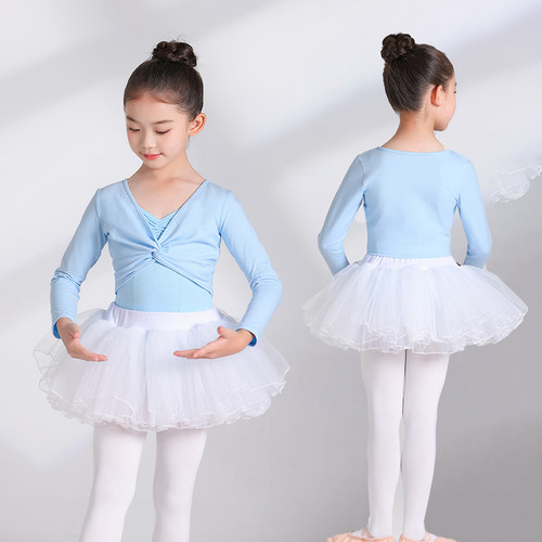 儿童舞蹈服女童练功服春秋季披肩外套长袖坎肩外搭芭蕾舞形体上衣 - 图1