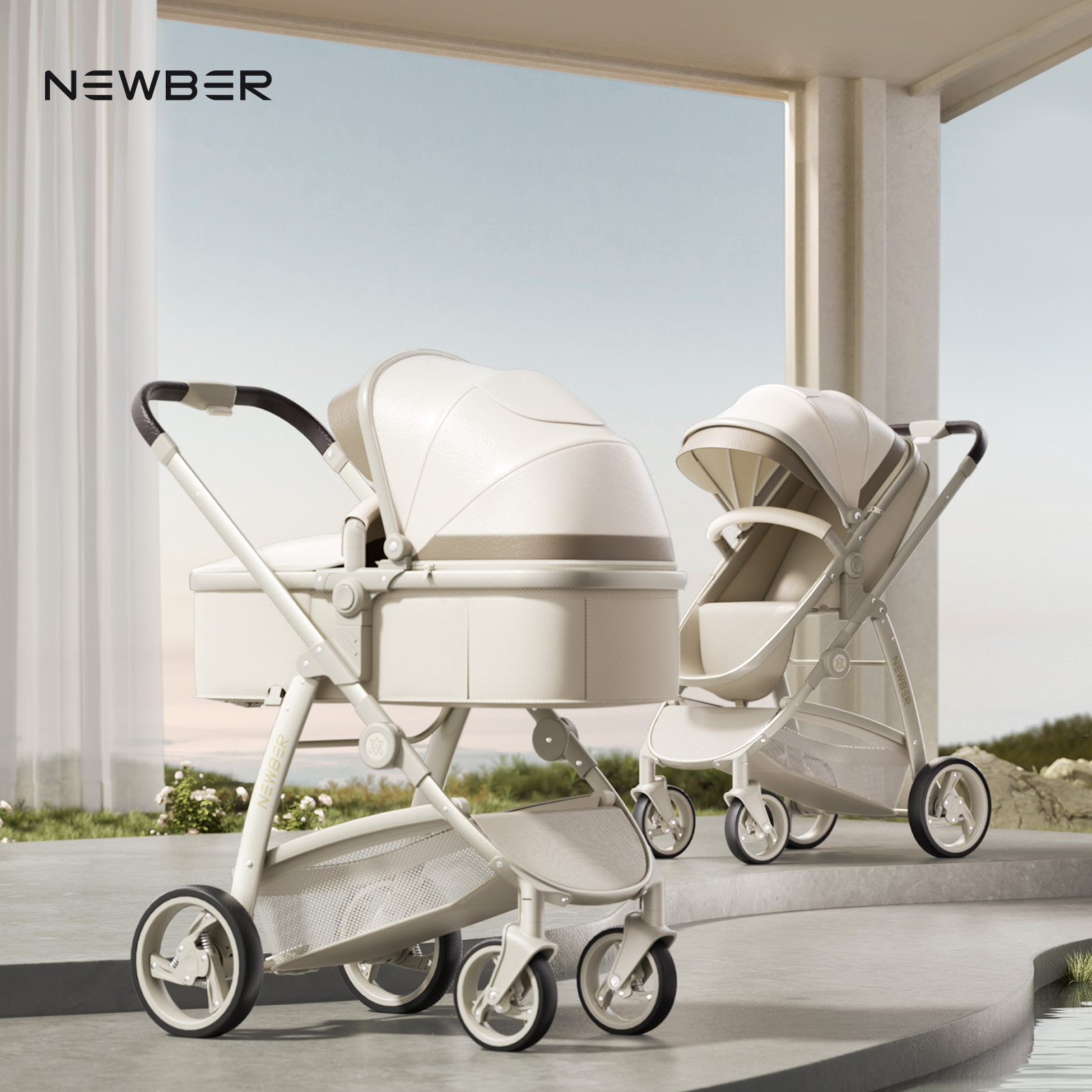 【1元抢免】newber纽贝尔婴幼儿推车可坐躺0到3岁轻便折叠高景观 轻到实拍商品图