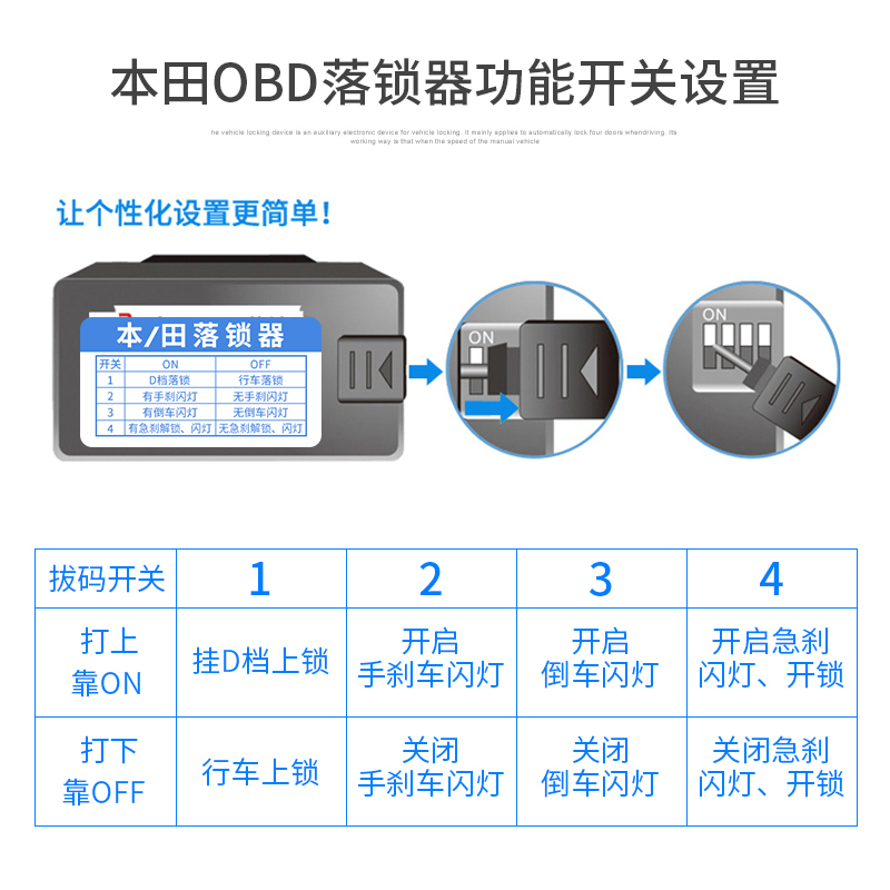 适用于本田2020款缤智XRV锋范哥瑞杰德OBD自动落锁器行车上锁改装