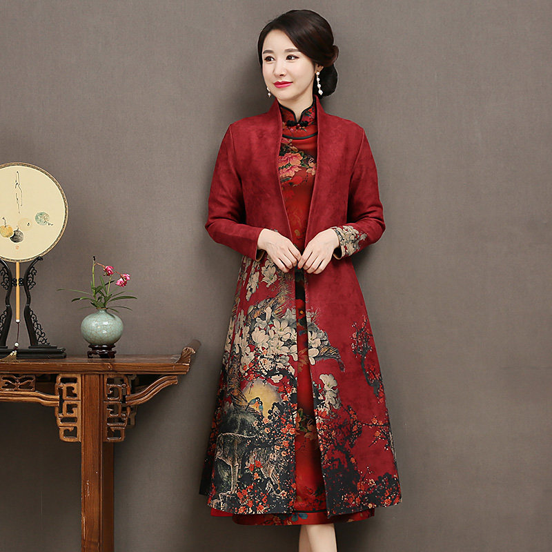 高贵端婚庆喜妈妈婆婆母亲秋装旗袍 玲珑品智旗袍