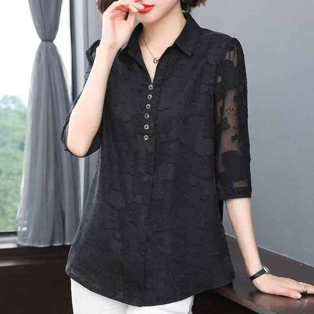 ເສື້ອເຊີດແຂນສັ້ນ chiffon ແມ່ຍິງແບບໃຫມ່ໃນລະດູຮ້ອນ