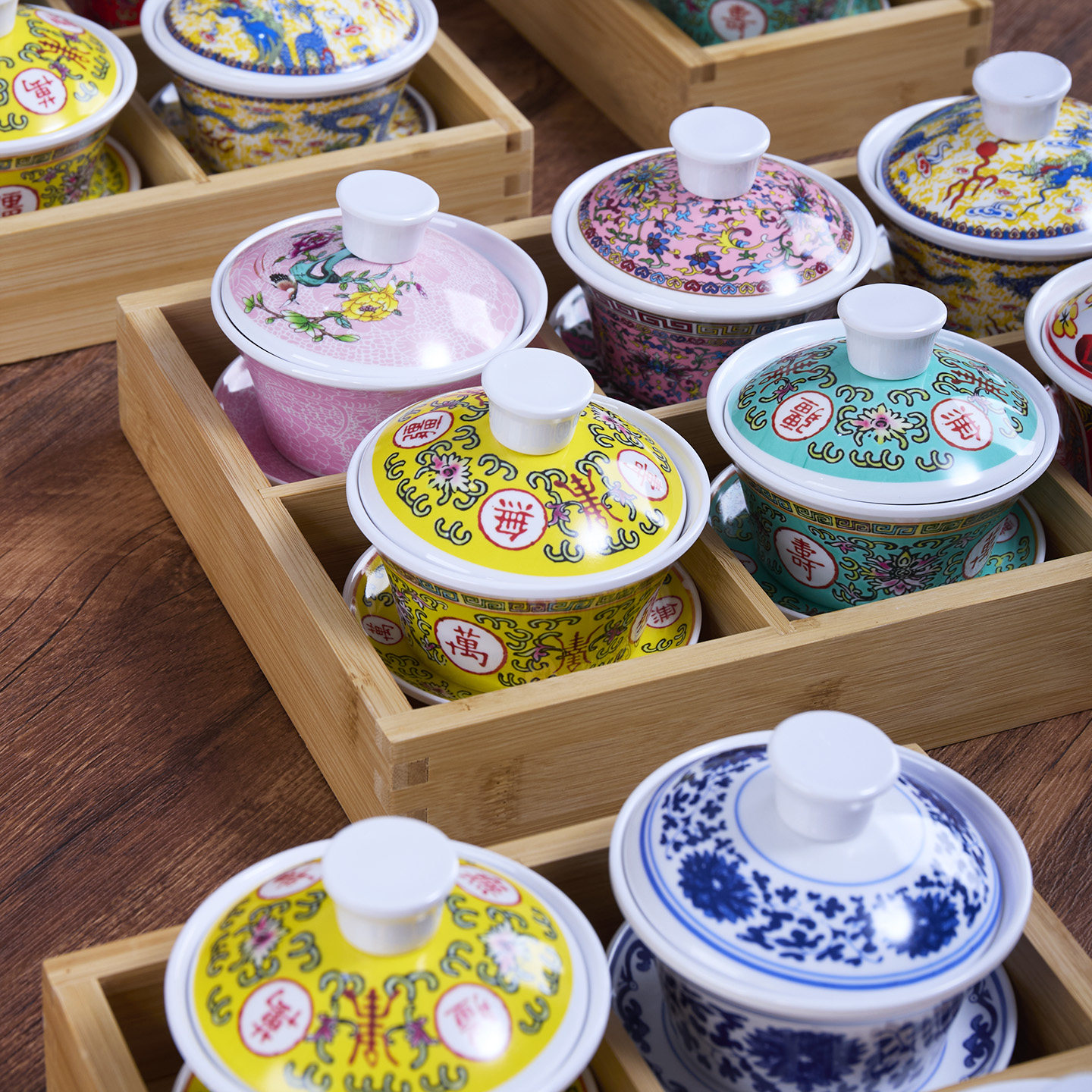 九宫格商用特色网红创意密胺茶盖碗茶盅盅火锅烤肉店专用分格拼盘