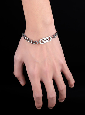 几何回形钛钢手链男不掉色简约时尚潮流设计感首饰女高级百搭饰品