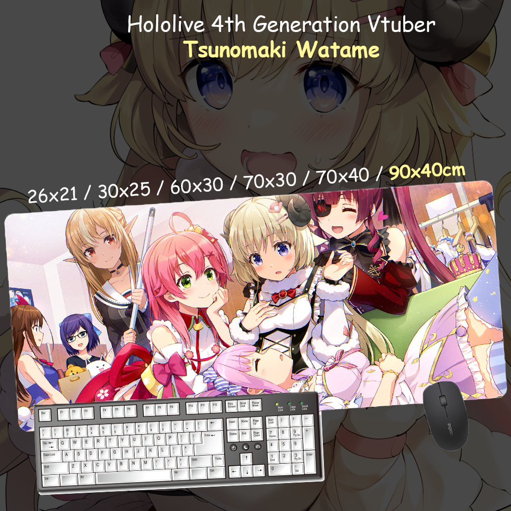 Hololive Vtuber 角卷绵芽超大锁边ACG动漫游戏键盘鼠标垫定制DD - 图2