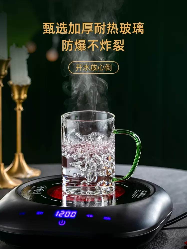 轻奢水杯套装高档玻璃茶杯带把家用茶具家庭专用喝水绿茶杯子待客