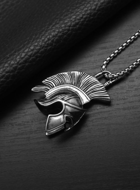 斯巴达勇士头盔吊坠项链挂饰钢男