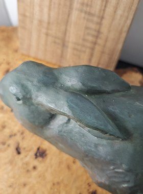 日本雕塑名家 都贺田勇马作品 陶瓷兔 木盒装 茶亦居古美术S4-1