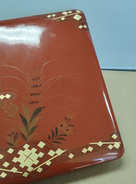 大内塗漆器文房盒 木胎金箔手绘 茶亦居日本古美术SPS2-1
