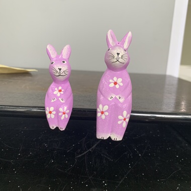 日本民艺兔子小摆件 兔子 一对袋装带证书  茶亦居SPS5-1