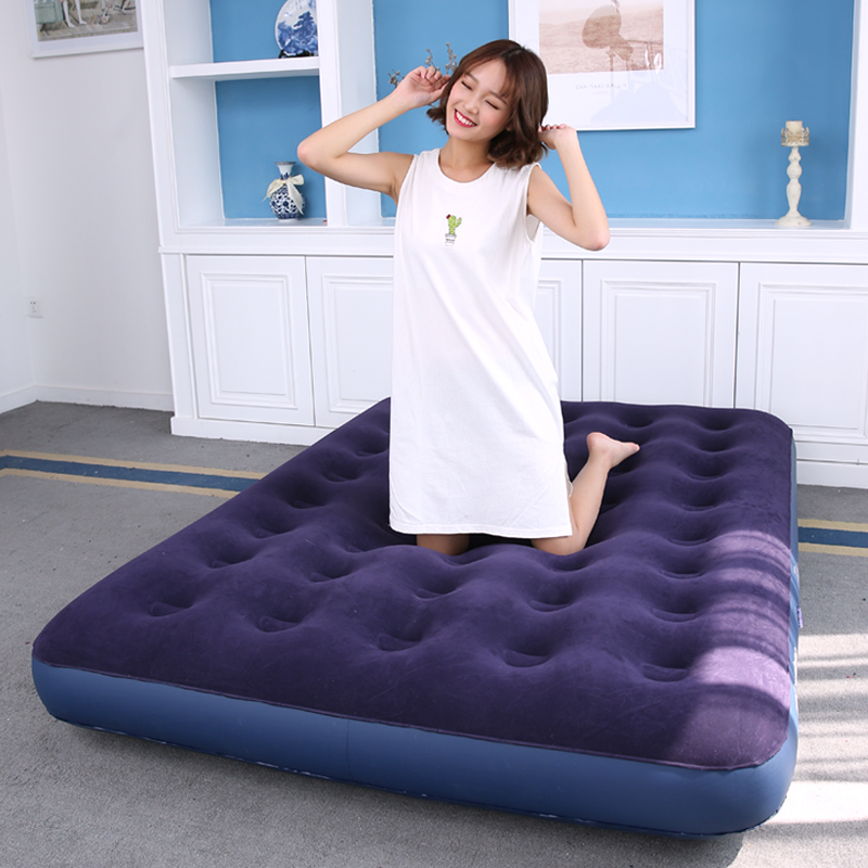 佳嘉优气垫床家用双人充气床垫单人蓝色植绒床垫便携式折叠午休床 - 图0