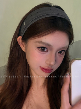灰色波点双层发箍女韩系日常外戴
