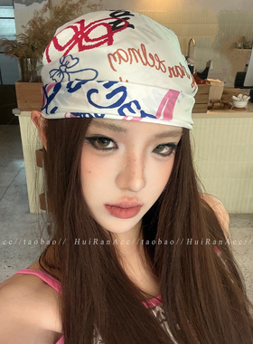 手绘彩色涂鸦百搭头巾多功能丝巾
