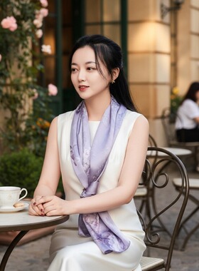 瑞蚨祥100%桑蚕真丝长条丝巾夏季