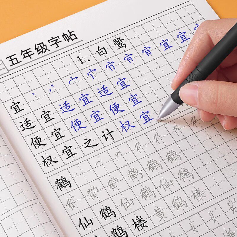 五年级生字组词练字帖小学生专用字帖练字每日一练同步语文人教版上册下册练字本每日打卡硬笔书法楷书正楷笔画笔顺钢笔描红生字贴