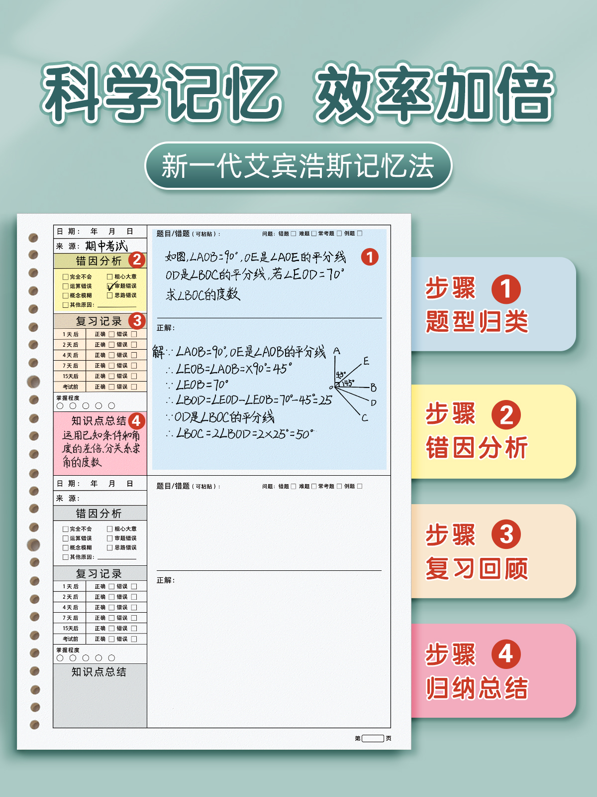 错题本活页初中生专用高中生小学生数学纠错本考研大学生英语整理本集改错本替芯a4b5笔记本子可拆卸艾宾浩斯 - 图1