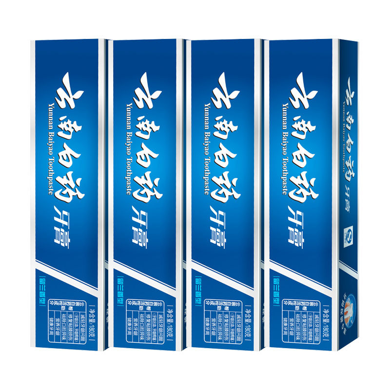 云南白药留兰香型180g*4支套装 常盈居家日用牙膏