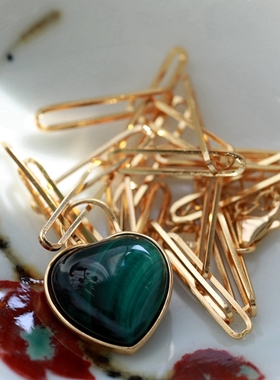 纯银轻奢小众孔雀石桃心项链吊坠